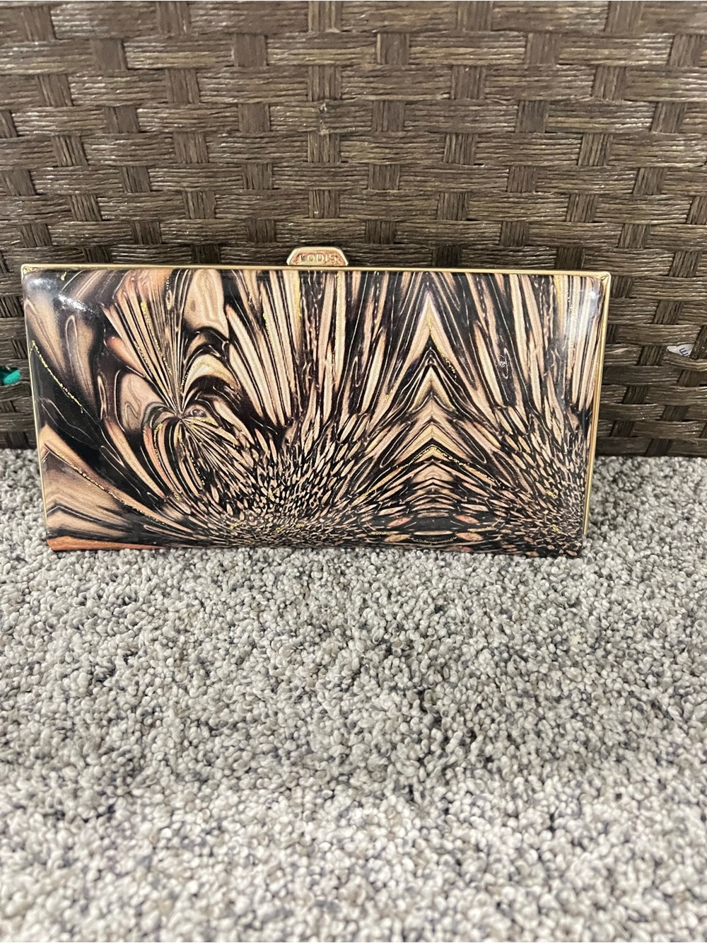 LODIS Multi-Color Floral Patent Leather Framed Clutch Wallet